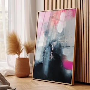 Pink prints above bed art, minimalist art for office décor,  large trendy eclectic wall art, Coral pink painting extra large abstract