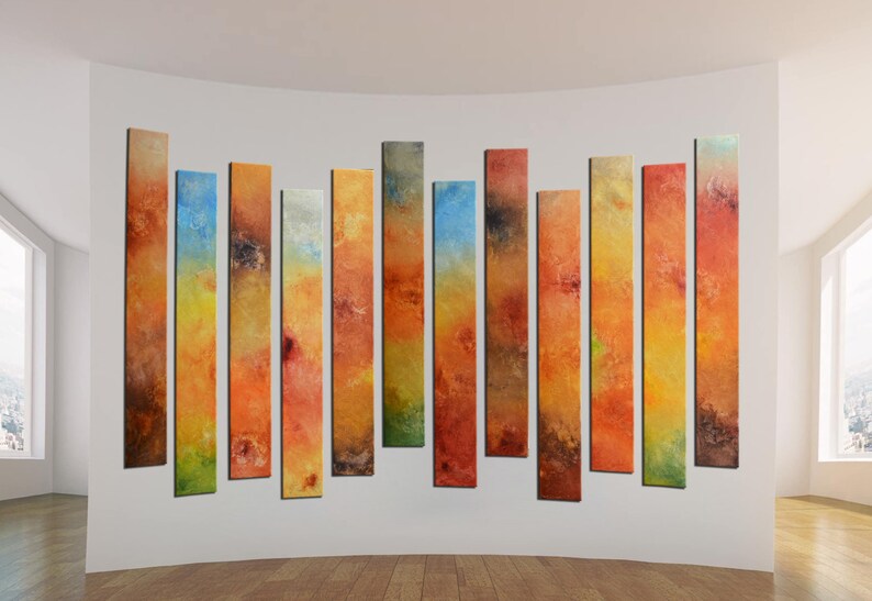 Curved Wall Decor Foyer Lobby Art Bold Colorful Art for Etsy