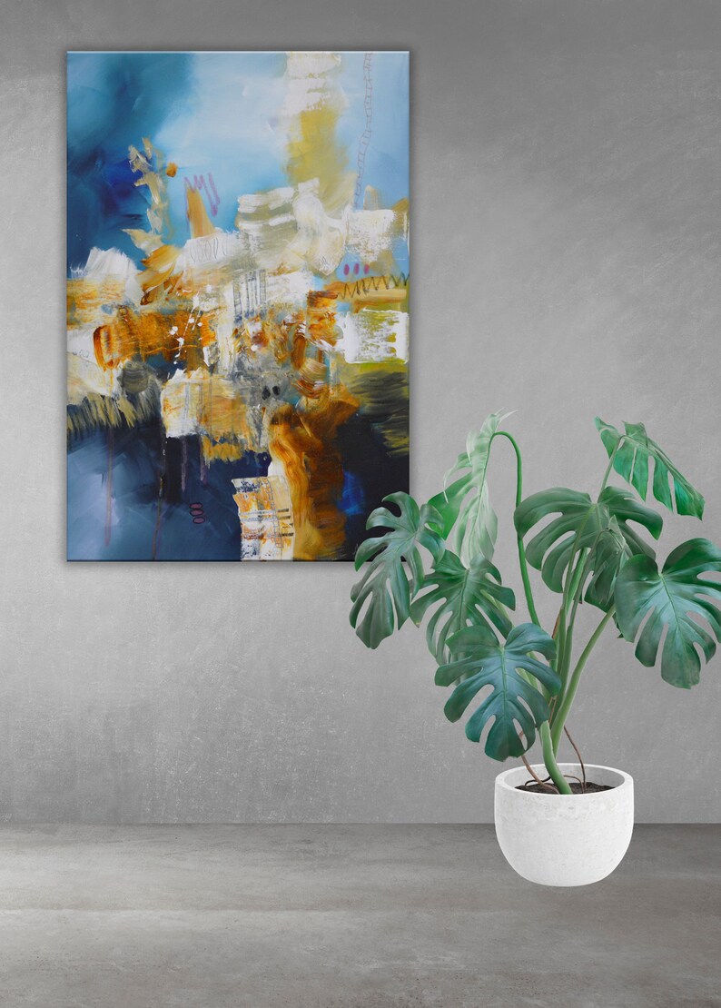 Navy blue wall art Navy and ultramarine canvas trendy wall art Large blue Print Wall Decor large canvas Abstract Painting