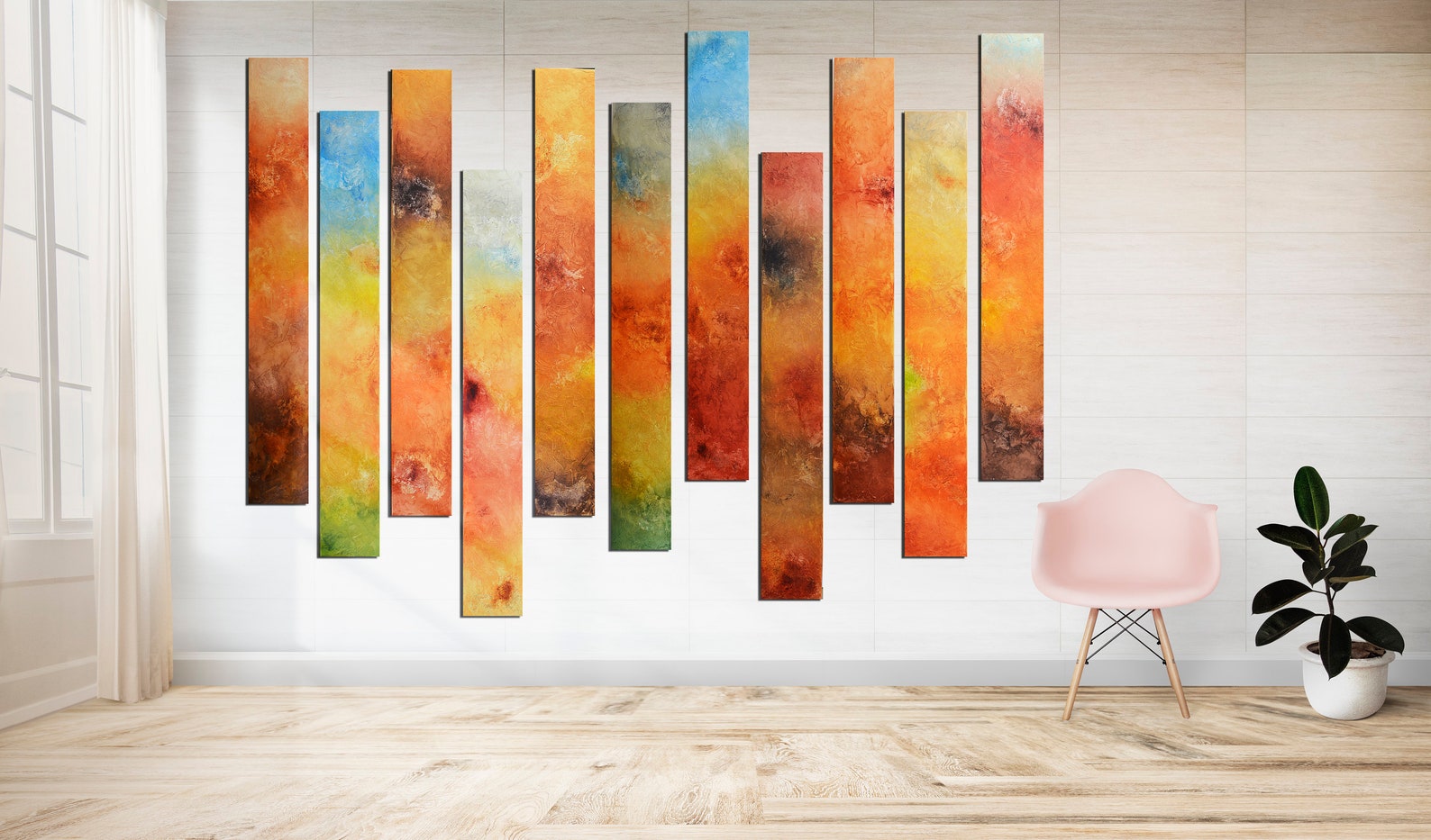 Curved Wall Decor Foyer Lobby Art Bold Colorful Art for Etsy