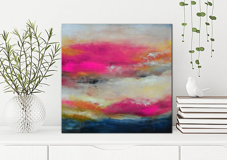 Fuscha Abstract Fuschia Abstract Print on Plexiglas or Canvas, Christmas Gift, Original ...