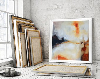 Beige Modern Wall Art, Abstract Bedroom Print, Office Painting, Large Wall Art, Large Abstract Canvas, Big cream orange Print, modern art