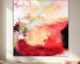 Red and Pink Abstract Canvas Print: Modern Wall Decor