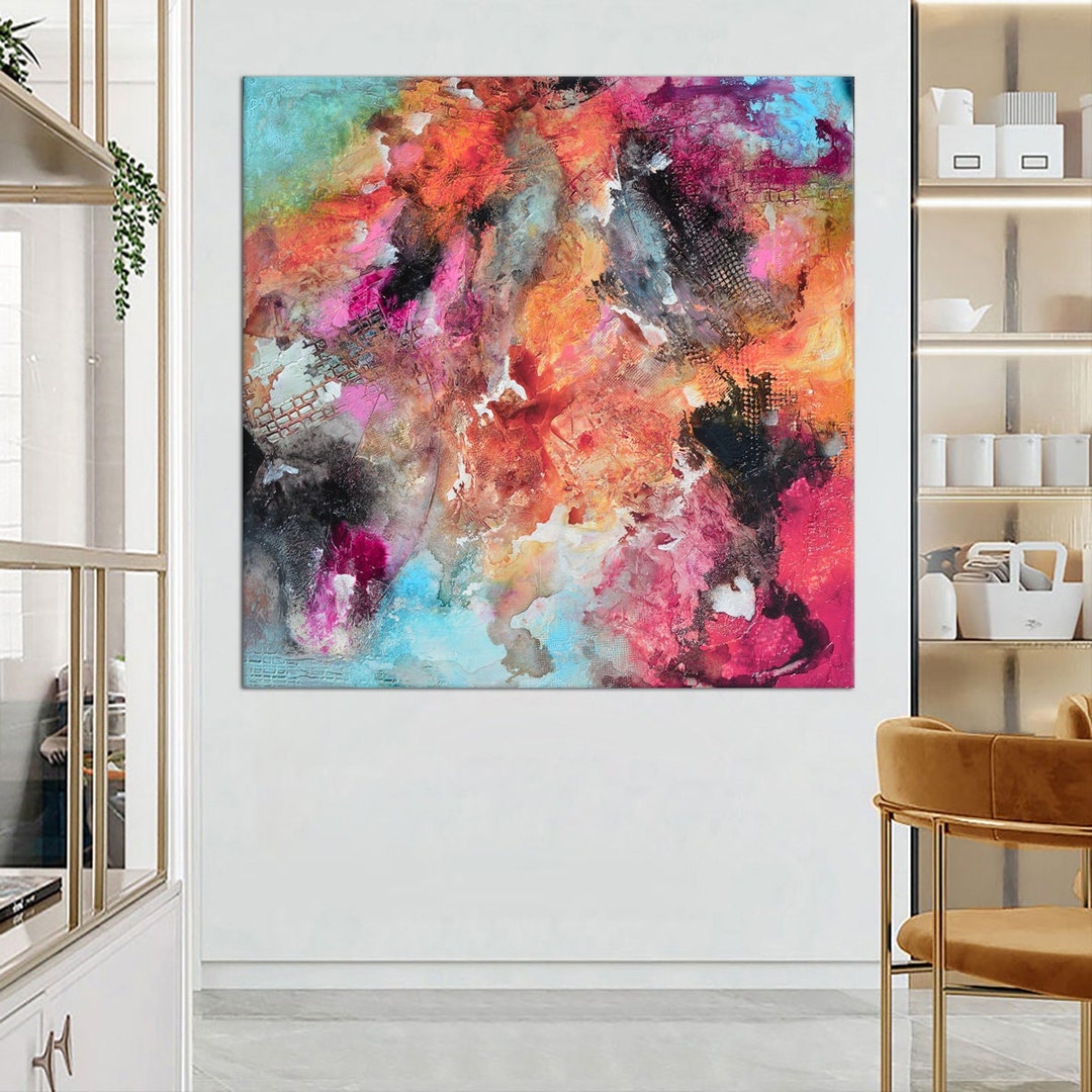 Pink Wall Art Large Pink Prints Colorful Abstract Painting Etsy