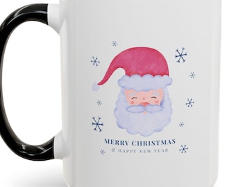 Santa Claus Merry Xmas Holiday Coffee Mug Hot Cocoa Mug Ceramic Gift Christmas Winter Theme Drinkware 11oz & 15oz Festive Holiday Gift