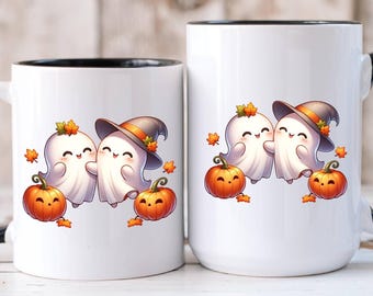 Ghost Pumpkin Latte Mug Cute Halloween Coffee Cup Fall Aesthetic Ghostie Cup Cozy Autumn Teacher Boo Mug Halloween Party Gift Kitchen Decor