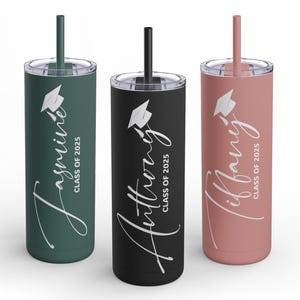 Skinny Tumbler Graduation Gift for Her and Him 2025 | Custom Class of 2025 | Senior Grad Cup | Personalized Grad Cup, insulated travel cup