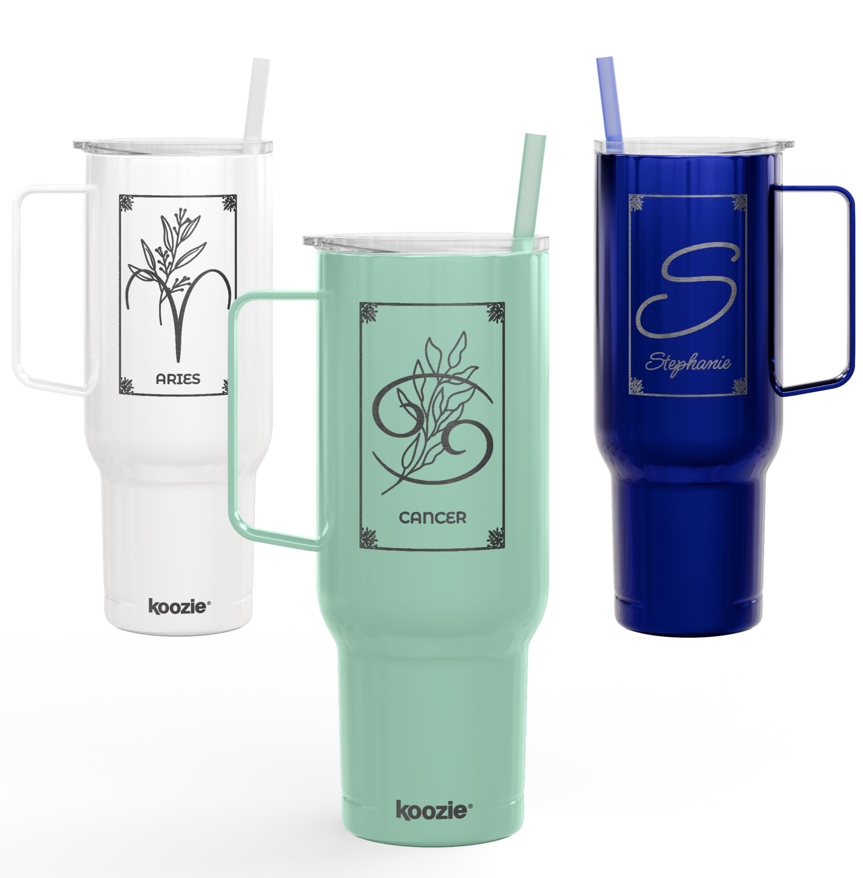 Engraved Zodiac 40oz Tumbler with Handle and Straw – Custom Astrology Gift, Personalized Horoscope Cup for Her, Star Sign Mug