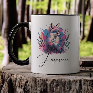 Caneca de café personalizada com animais, presente para amantes de raposas, caneca de cerâmica de 11 onças, xícara de café personalizada, presente para amantes de animais, presentes para todas as ocasiões