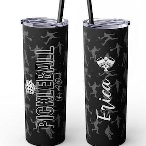 Personalized Pickleball Tumbler for Him and Her – Custom Sports Gift for Men and Her, Pickleball Player Travel Mug, Funny Pickleball Cup