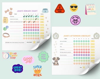 Printable Editable Daily and Weekly Kids Chore Responsibility Chart | INstant Download | Kids Routine Chart| rewards allowance and budgeting
