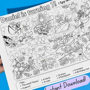 Dogman-activiteit Placemat om kinderen te vermaken "Ik zie met mijn kleine oog" kleurplaat voor kinderen om kinderen te vermaken verjaardagsvel