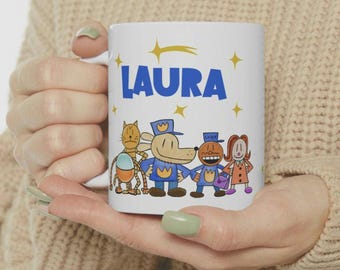 Tazza personalizzata Dog Man per ragazza o ragazzo, regalo di compleanno, regalo Dogman, regalo per gli amanti dei Dogman, tazza di compleanno per bambini con nome personalizzato, bomboniera, tazza Sharpies