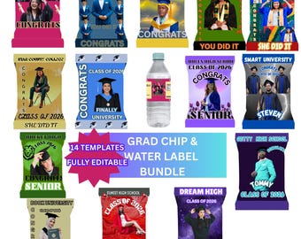 Graduation Chip Bag Canva Editable Template, Grad Party Favor Chip Bag, Congrats Grad 2026 Template Design, Party Favor Canva Label Designs