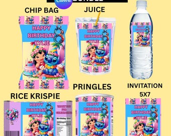 lilo & Stitch Party Favor Bundle: Editable Template (Digital Download)