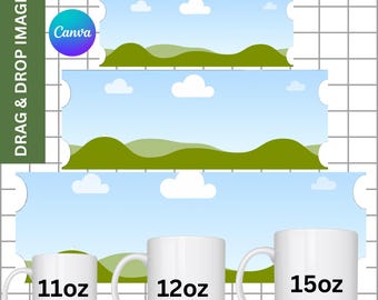 Mug Wrap Template Set: Sublimation Design, SVG PNG DXF, Canva Editable