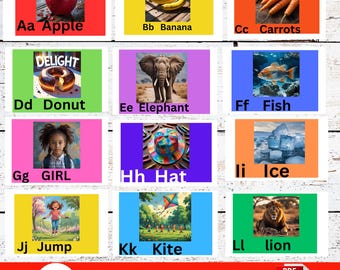 ABC Flash Cards, Educational Cards, A-Z Cards, Learn ABCs, Alphabet Flashcards, Kids Colors