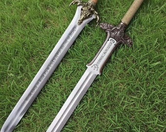 Handmade Conan barbarian sword Atlantean Sword Replica: Etched Stainless Steel Blade; Christmas Gift