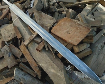 Blank Blade Damascus Steel Viking Sword Full Tang Sword Making 32” Inch Blade Sword With Leather Sheath