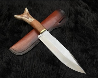Réplica artesanal del cuchillo Bowie de La Leyenda de Pasión con funda de cuero de primera calidad - Regalo de aniversario para papá