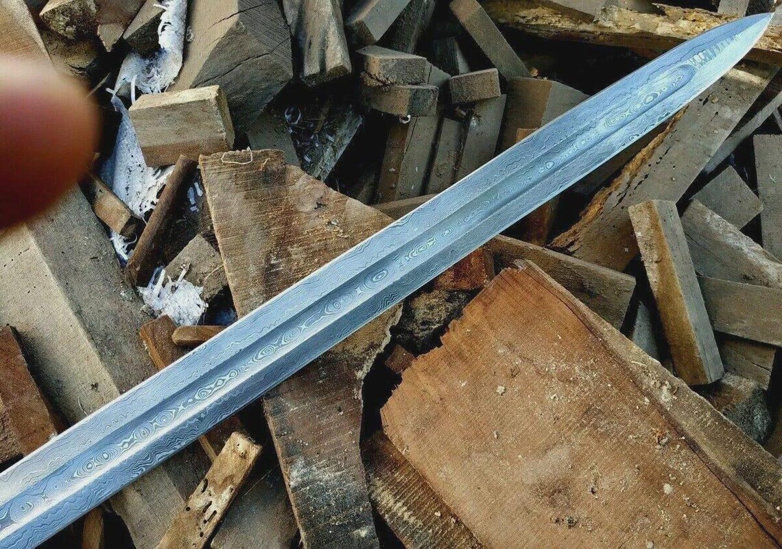 Blank Blade Damascus Steel Viking Sword Full Tang Sword Making 32” Inch ...