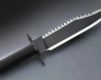 Handmade D2 Steel Bowie Knife: Commando Movie Replica with Leather Sheath