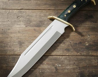 Handmade D2 Steel Bowie Knife with Leather Sheath | Collectible Camping & Hunting Knife