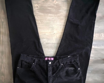 Pantalones vintage Gloria Venderbilt de pana de algodón elástico negro para mujer, talla 18
