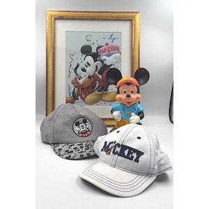 Disney Mickey Mouse Collectibles Framed Art PVC Figure Hats Cap Lot of 4 image 1