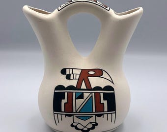 Minijarrón de boda pintado a mano de los nativos americanos Navajo de Arizona, diseño Kokopelli
