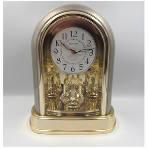 VTG Rhythm 4SG696 Quartz Crystal Motion Mantel Clock Gold Japan Movement WORKS