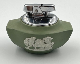 Wedgwood Jasperware Ronson Table Lighter Ulysses Sage Green Vintage