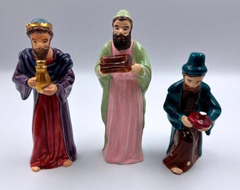 Vintage drei weise Männer Krippe Keramik Handgemalte Drei Könige Figuren