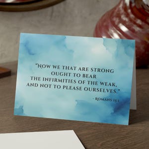 Cartões de felicitações, Romanos 15:1 Conjunto de cartões de escritura, aquarela - Cartões de simpatia religiosa cristã, Cartões de notas de incentivo inspiradores em massa