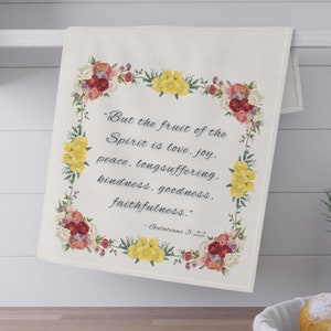 Galatians Biblical Verse Tea Towel, Religious Christian Kitchen Decor Gift, Scripture Dish Towel, Faith Aesthetic, Prayer Design
