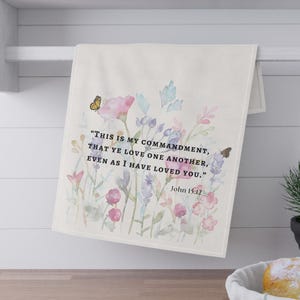 Religiöses Küchengeschirrtuch, Biblischer Vers von John Dish Towel, Christliche Schrift Baumwollgeschenk, Religiöses Wohnkultur, Schrift