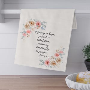Romans Biblical Verse Tea Towel, Cotton/Poly Kitchen Towel for Home Decor, Religious Gift, Scripture Tea Towel, Bible Quote Towel, Christian