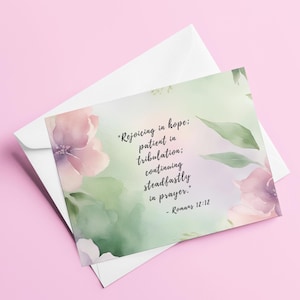 Cartões de felicitações cristãos, versículos bíblicos Romanos, flores, pacote de 10, 30, 50, papelaria de fé, cartões de encorajamento, cartões de escritura