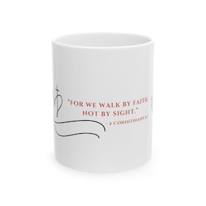 Christian Scripture Ceramic Mug, Corinthians Verse Coffee Cup, Religious Gift, Inspirational Tea Mug, Personalized Christian Mug, Bible