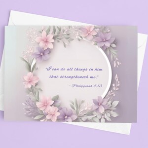 Cartões de felicitações cristãos, versículos bíblicos Filipenses, flores, pacote de 10, 30, 50, papelaria de fé, cartões de encorajamento, cartões de escritura