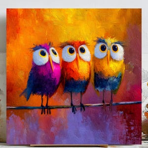 Abstract Owl Painting, Owl Wall Art, Wall Decor, Colorful Owl, Acrylic Painting, Bird Painting, Home Decor,Painting On Canvas,Minimalist Art