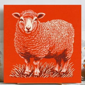 Pink Sheep Nursery Art: Farm Animal Canvas Print, Baby Girl Decor