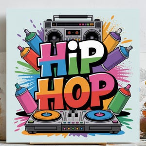 Hip Hop Wall Art, Rap Poster, Graffiti Wall Art, Music Room Decor, Old School Hip Hop, Rapper Poster, Hip Hop Canvas, Music Wall Art Print