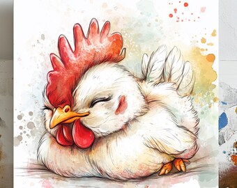 Chicken Wall Art, Canvas or Poster, Chicken Wall Decor, Chicken Home Decor, Living Room Decor, Chicken Gift, Animal Wall Art,Farmhouse Decor