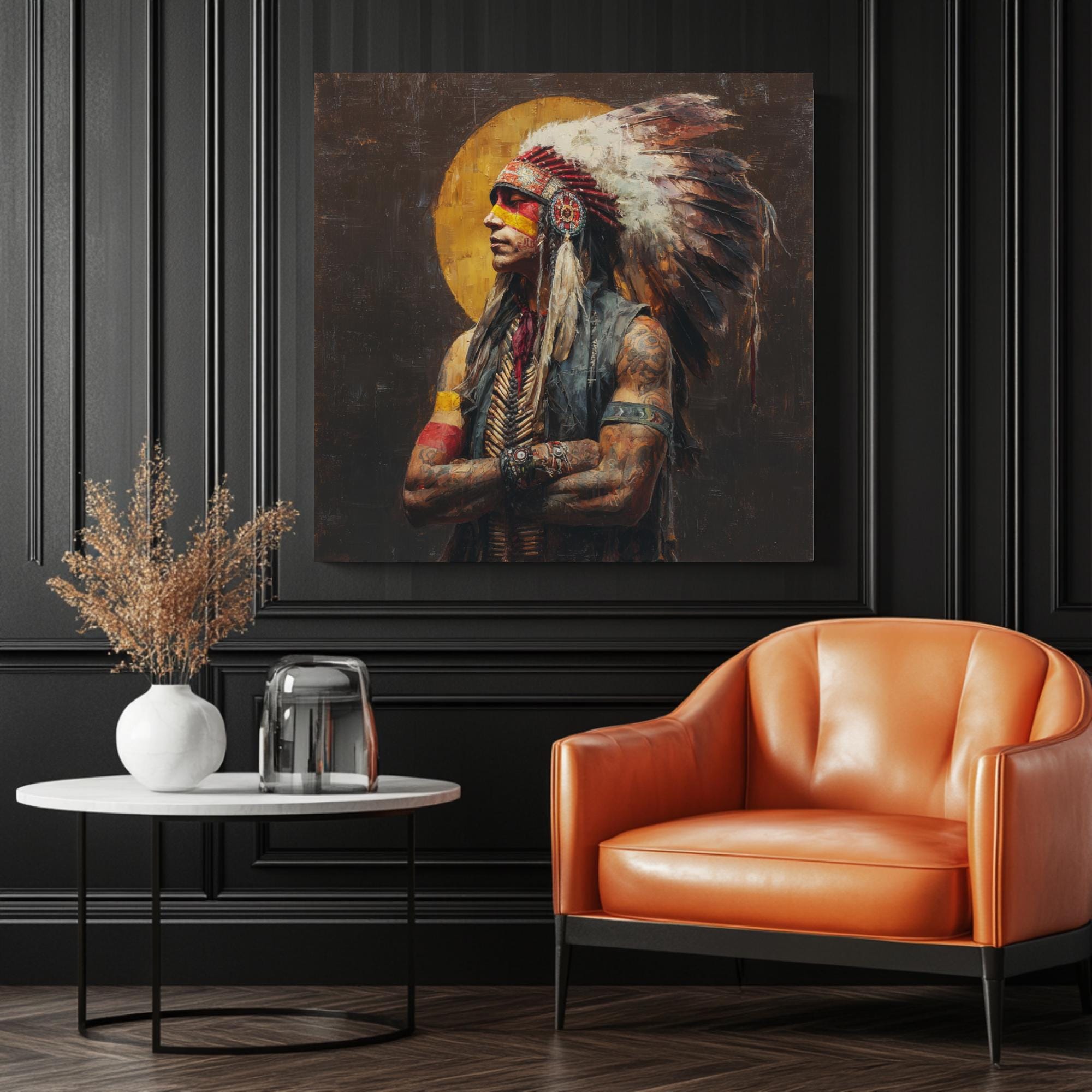 Native Wall Display Design Native Wall Decor, Canvas or Poster, Red Indian Wall Hanging, Red ...