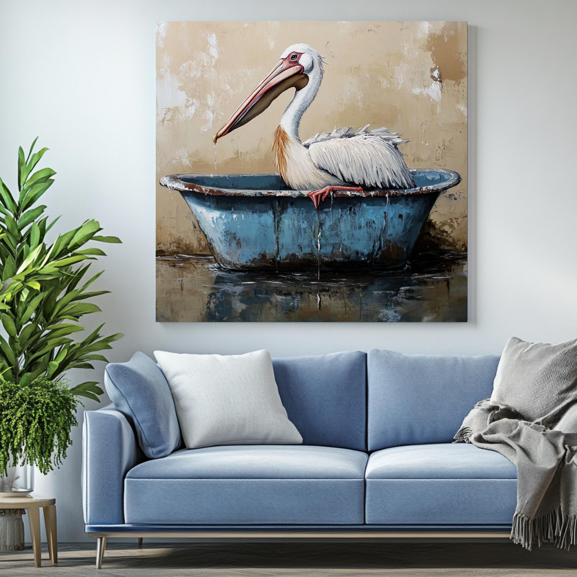Pelican Wall Art, Canvas or Poster, Pelican Bathroom Decor, Coastal ...
