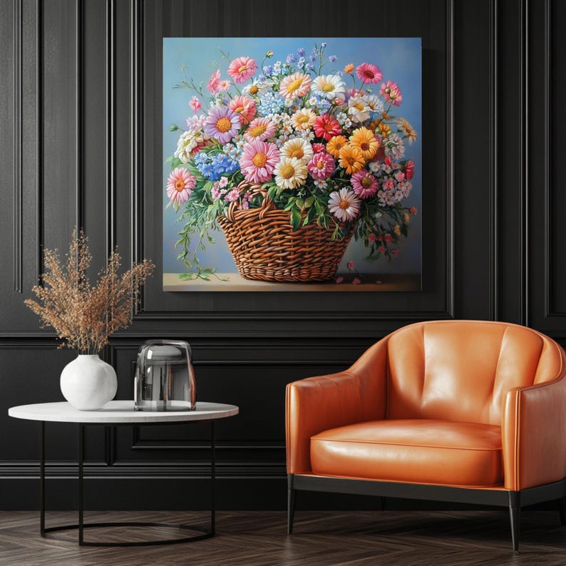 Floral Druck: Bunter Blumenkorb, Botanische Wandkunst Bild 3