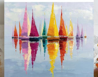 Colorful Sailboat Wall Art, Canvas Or Poster, Coastal Decor, Modern Wall Art, Nautical Wall Decor, Living Room Office Decor, Sailboat Art