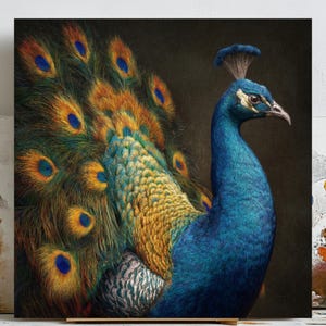 Peacock Wall Art, Canvas Or Poster, Peacock Decor, Peacock Home Decor, Elegant Peacock, Peacock Wall Decor, Peacock Wall Hanging
