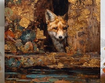 Arte mural de zorro, lienzo o póster, tapiz de zorro, decoración de sala de estar, decoración de animales, decoración de oficina, tapiz de zorro, arte caprichoso, guardería